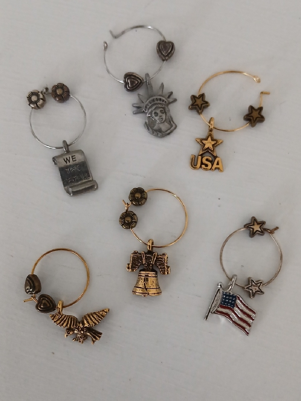 That Wine Is Mine FREEDOM Patriotic Stemware Charms Set of 6 In Box